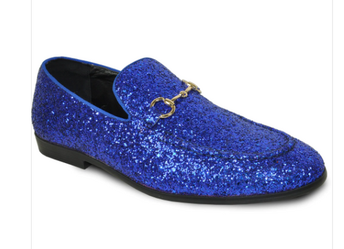 Blue Buckle Glitter Shoe