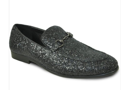 Black Buckle Glitter Shoe