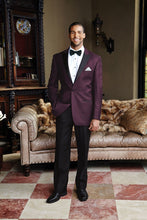 Load image into Gallery viewer, 'Fitzgerald' Plum 1-Button Peak Tuxedo - Tuxedo Club