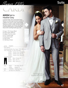 'Aspen' Heather Grey 2-Button Notch Suit - Super 150 - Tuxedo Club