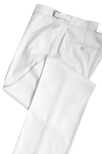 White Slim-Fit Flat Front Tuxedo Pants - Tuxedo Club