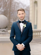 Load image into Gallery viewer, Navy Venice Tuxedo Jacket