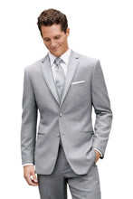 Load image into Gallery viewer, Man wearing a gray suit with a white shirt and gray tie on a white background