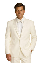 Load image into Gallery viewer, Man wearing an ivory tuxedo with a bow tie on a white background