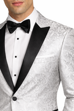 Load image into Gallery viewer, White Paisley Tuxedo Jacket