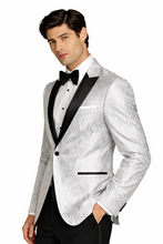 Load image into Gallery viewer, White Paisley Tuxedo Jacket