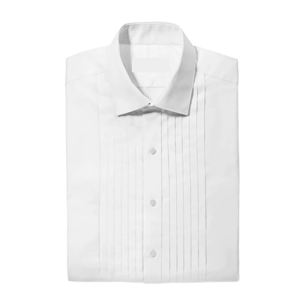 White Pleated Tuxedo Shirt