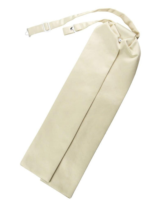 Ivory Solid Satin Ascot - Tuxedo Club