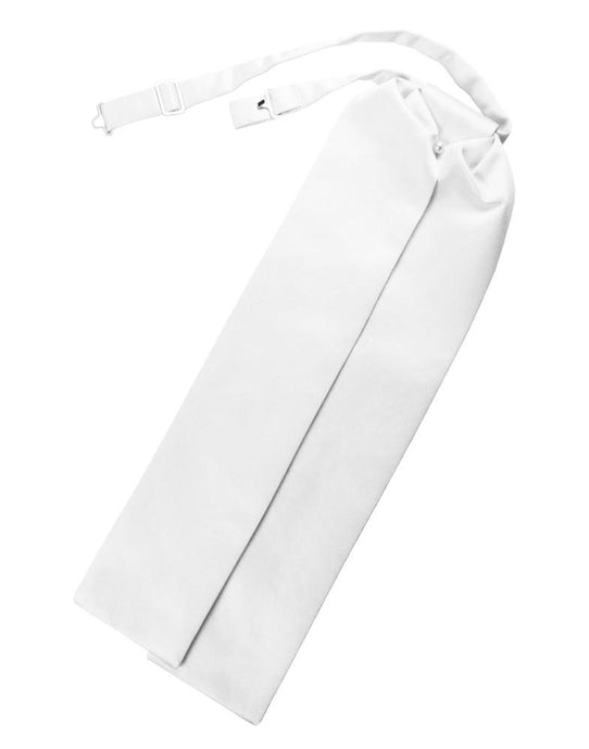 White Solid Satin Ascot - Tuxedo Club
