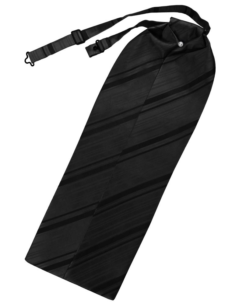 Black Striped Satin Ascot - Tuxedo Club