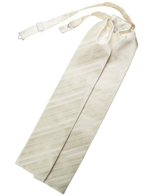 Ivory Striped Satin Ascot - Tuxedo Club