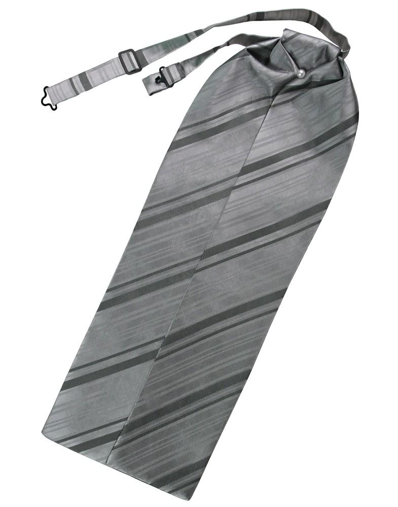 Silver Striped Satin Ascot - Tuxedo Club
