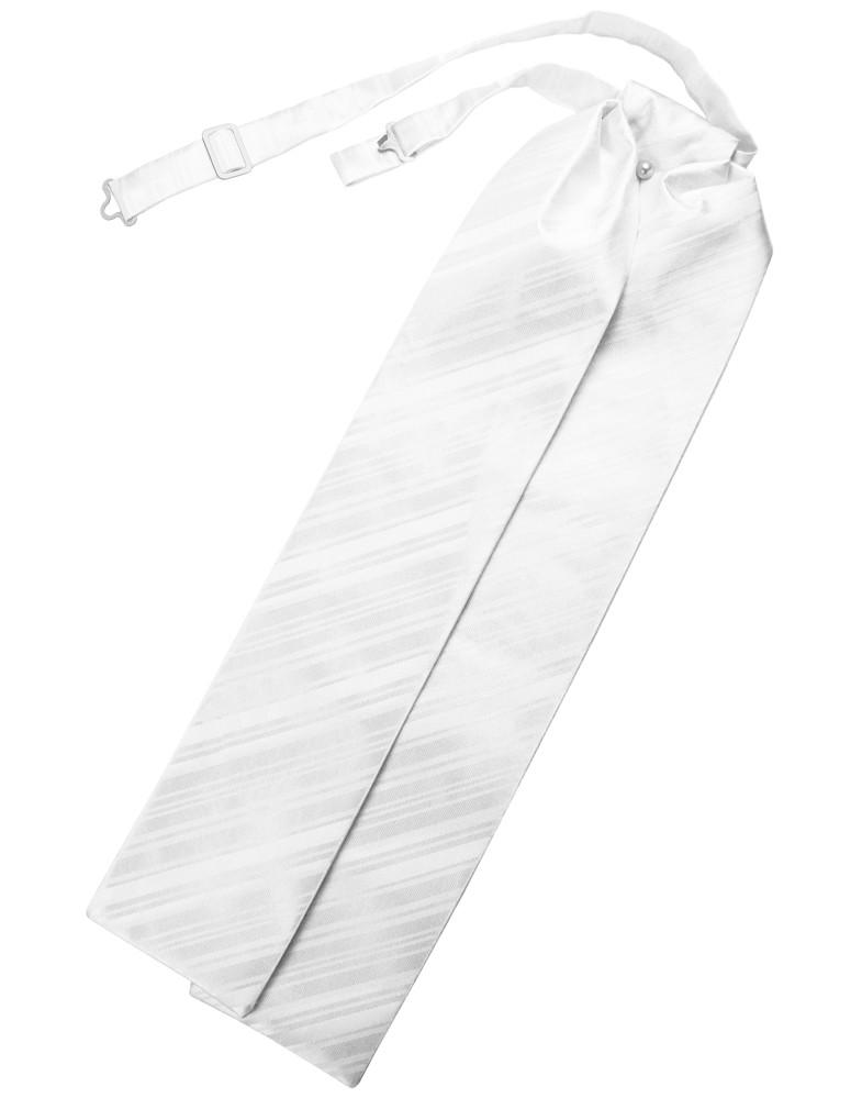 White Striped Satin Ascot - Tuxedo Club