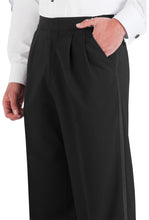 Load image into Gallery viewer, Black 150&#39;s Pleated Tuxedo Pants - Tuxedo Club