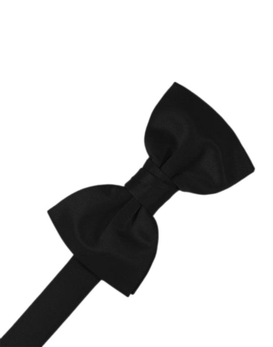 Black Solid Satin Bowtie - Tuxedo Club