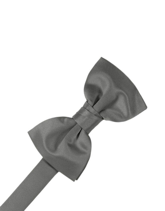 Charcoal Solid Satin Bowtie - Tuxedo Club