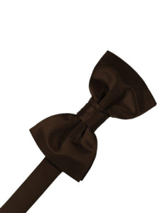 Chocolate Solid Satin Bowtie - Tuxedo Club