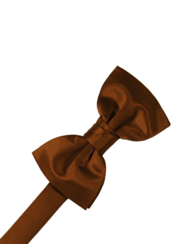 Cognac Solid Satin Bowtie - Tuxedo Club