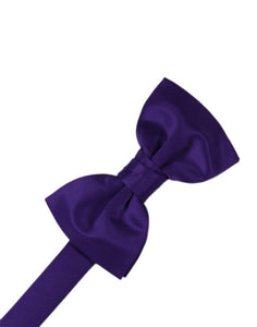 Purple Solid Satin Bowtie - Tuxedo Club