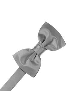 Silver Solid Satin Bowtie - Tuxedo Club