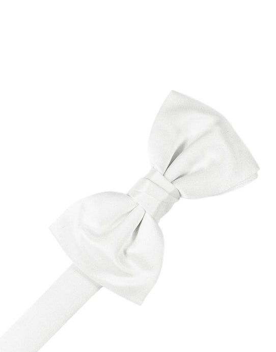 White Solid Satin Bowtie - Tuxedo Club