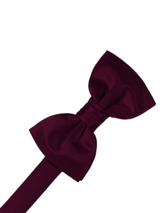 Wine Solid Satin Bowtie - Tuxedo Club