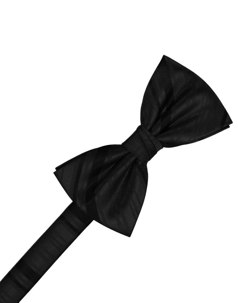 Black Striped Satin Bowtie - Tuxedo Club