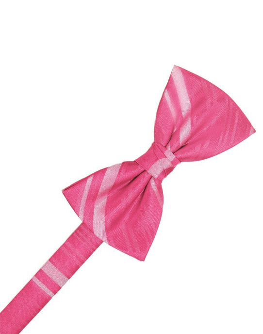 Bubblegum Striped Satin Bowtie - Tuxedo Club