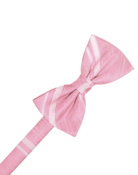 Coral Striped Satin Bowtie - Tuxedo Club