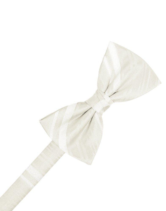 Ivory Striped Satin Bowtie - Tuxedo Club