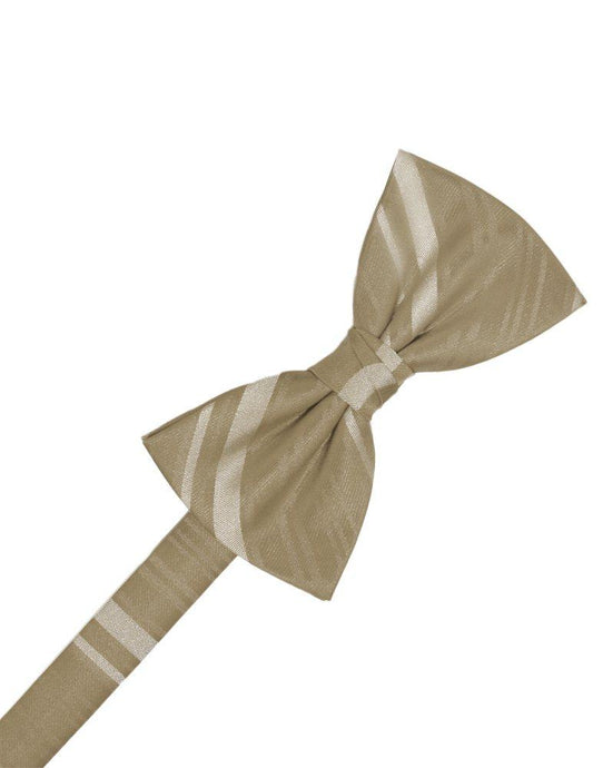 Latte Striped Satin Bowtie - Tuxedo Club