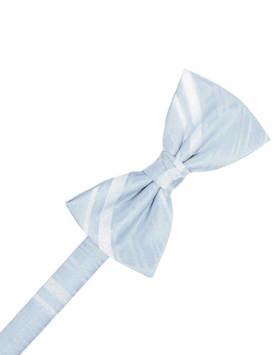 Light Blue Striped Satin Bowtie - Tuxedo Club