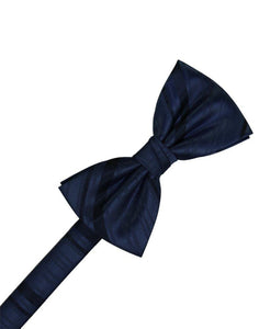 Midnight Blue Striped Satin Bowtie - Tuxedo Club