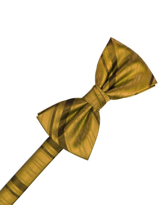 New Gold Striped Satin Bowtie - Tuxedo Club