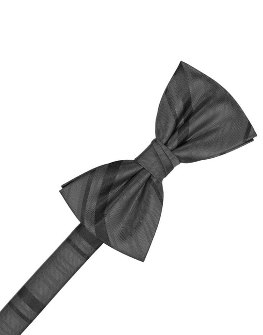 Pewter Striped Satin Bowtie - Tuxedo Club