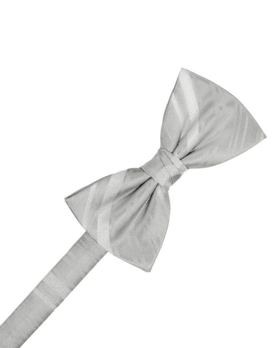 Platinum Striped Satin Bowtie - Tuxedo Club