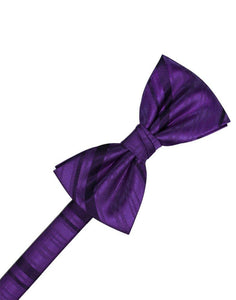 Purple Striped Satin Bowtie - Tuxedo Club