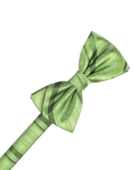 Sage Striped Satin Bowtie - Tuxedo Club
