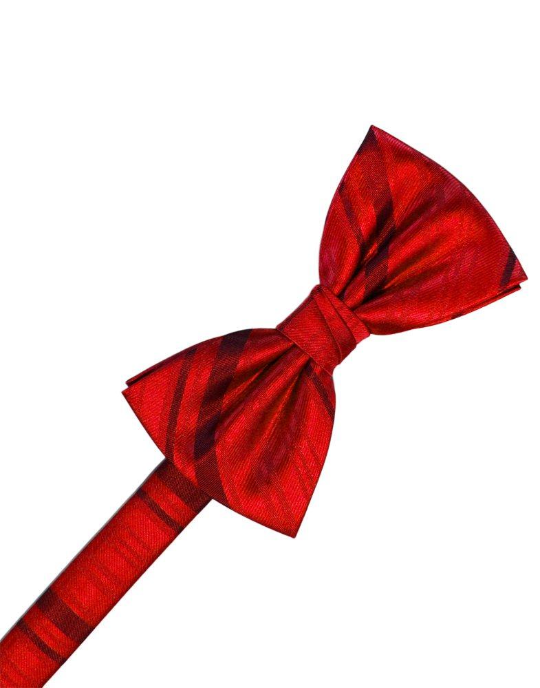 Scarlet Striped Satin Bowtie - Tuxedo Club