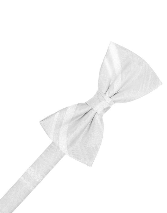White Striped Satin Bowtie - Tuxedo Club