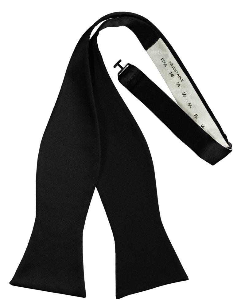 Black Self-Tie Solid Satin Bowtie - Tuxedo Club