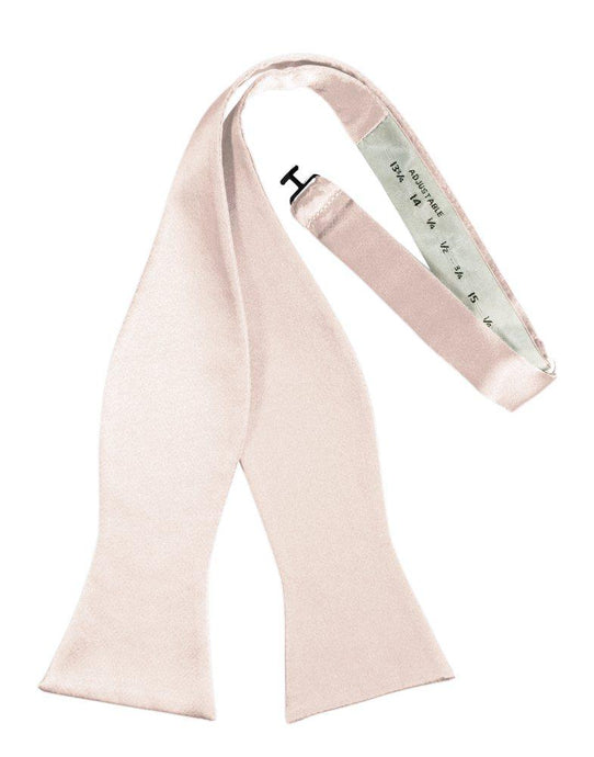 Blush Self-Tie Solid Satin Bowtie - Tuxedo Club