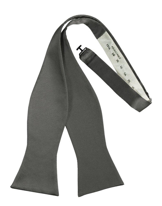 Charcoal Self-Tie Solid Satin Bowtie - Tuxedo Club