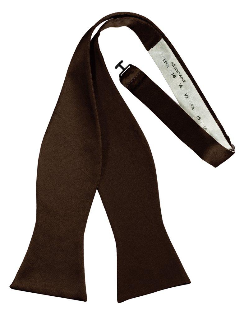 Chocolate Self-Tie Solid Satin Bowtie - Tuxedo Club