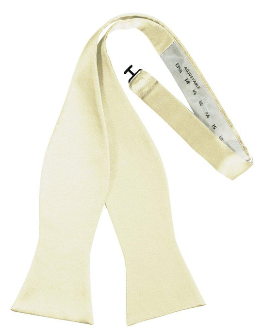 Ivory Self-Tie Solid Satin Bowtie - Tuxedo Club