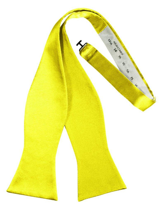 Lemon Self-Tie Solid Satin Bowtie - Tuxedo Club