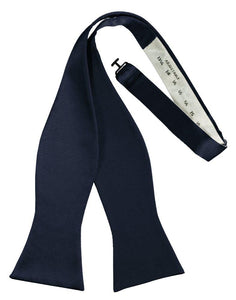 Midnight Blue Self-Tie Solid Satin Bowtie - Tuxedo Club