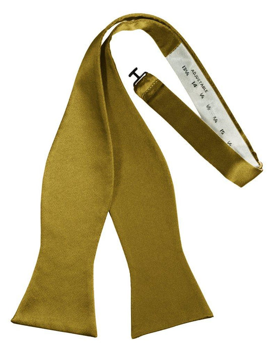 New Gold Self-Tie Solid Satin Bowtie - Tuxedo Club
