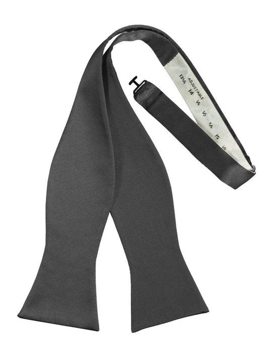 Pewter Self-Tie Solid Satin Bowtie - Tuxedo Club