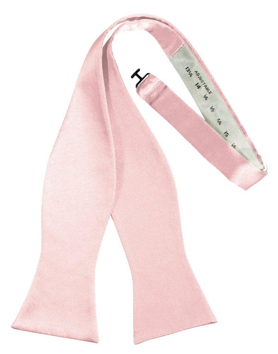 Pink Self-Tie Solid Satin Bowtie - Tuxedo Club